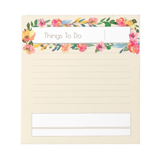 Floral Tan to do list Notitieblok (Voorkant)