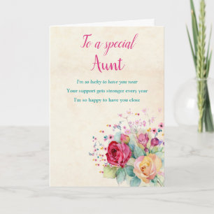 Floral tante Birthday Card Kaart