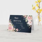 Floral Tante en Oom Bruiloft Jubileum Kaart (Gele Bloem)