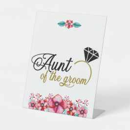 Floral tante van de bruine reclamebord met voetstuk