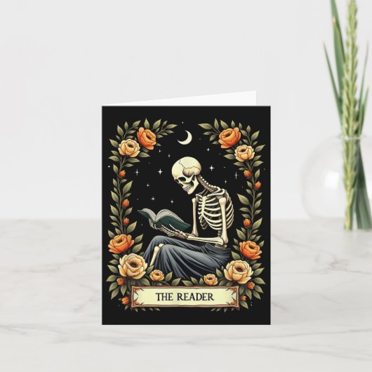 Floral Tarot Kaart De lezer Skelet Leesboek (Voorkant)