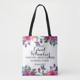 Floral tas vrijwilliger Bedankt voor de waardering