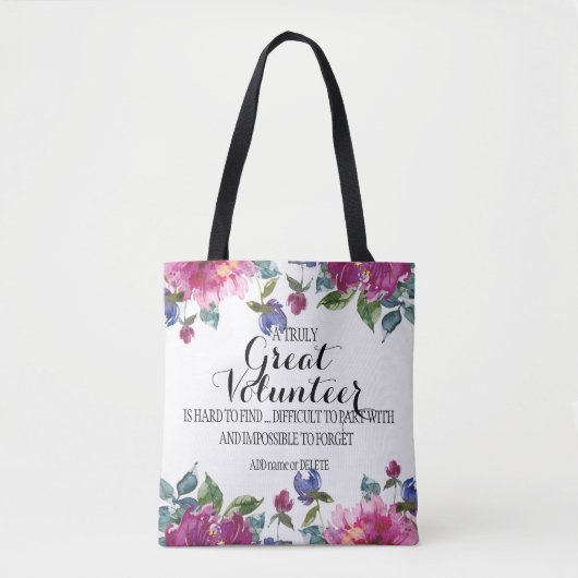 Floral tas vrijwilliger Bedankt voor de waardering (Voorkant)