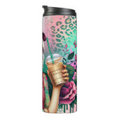 Floral Tattoo Pet Coffee Cool Thermosbeker (Geroteerd rechts)