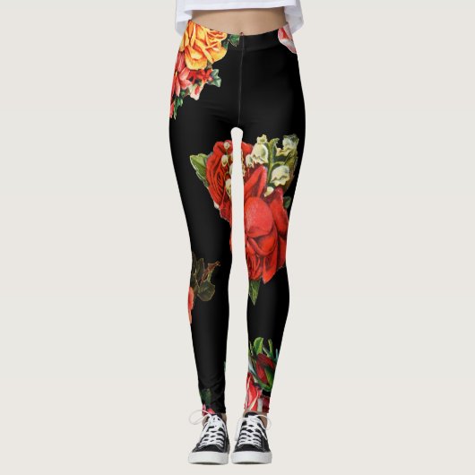 Floral tattoo rozen  roos leggings (Voorkant)