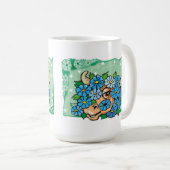 Floral Taurus Bull met blauwe bloemen Koffiemok (Voorkant rechts)