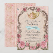  Floral Tea Baby shower Uitnodiging (Voorkant / Achterkant)