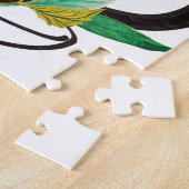 Floral Tea Coffee Cup Roze Blue Red Familienaam Legpuzzel (Zijkant)