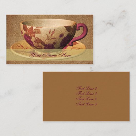 Floral Tea Cup Art Visitekaartje (Voorkant / Achterkant)