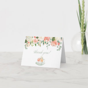Floral Tea Cup Dank u kaart gevouwen Baby shower