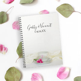 Floral Tea Cup en roze Roses Wedding Guest Book Notitieboek
