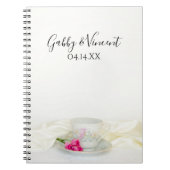 Floral Tea Cup en roze Roses Wedding Guest Book Notitieboek (Voorkant)