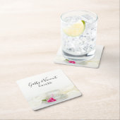 Floral Tea Cup en roze rozen bruiloft Kartonnen Onderzetters (Insitu)