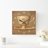  Floral Tea Cup en Saucer Vierkante Klok (Huis)