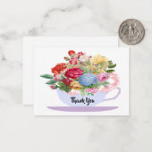  Floral Tea Cup Hartelijk dank Notitiekaartje (Voorkant / Achterkant in situ)