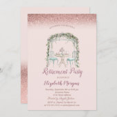 Floral Tea Cup Roos Gold Bokeh Pensioen Kaart (Voorkant / Achterkant)