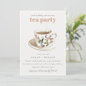 Floral Tea Cup Trouwen Jubileum Tea Party Kaart (Staand voorkant)