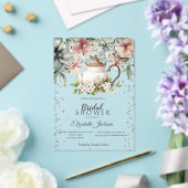 Floral Tea CupBrush Stroke Vrijgezellenfeest Acryl Uitnodigingen (Insitu (Huwelijk))