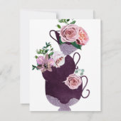 Floral Tea Cups Vrijgezellenfeest Party Kaart (Achterkant)