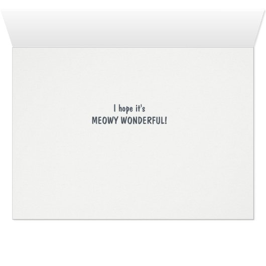 Floral Tea Kettle Cat Meowy Birthday (Binenzijde Horizontaal (Onderkant))