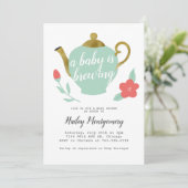 Floral Tea Party Baby shower Baby is aan het brouw Kaart (Staand voorkant)