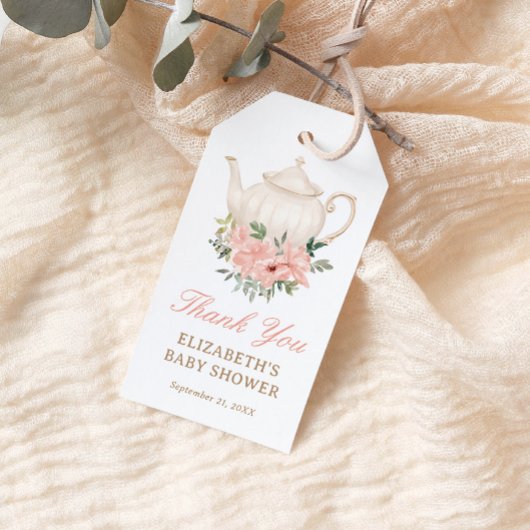 Floral Tea Party Baby shower dank u Cadeaulabel
