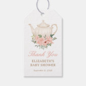 Floral Tea Party Baby shower dank u Cadeaulabel (Voorkant)