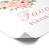 Floral Tea Party Baby shower Favorieten teken Poster (Hoek)