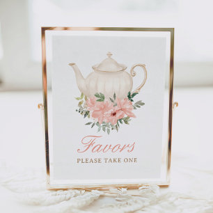 Floral Tea Party Baby shower Favorieten teken Poster