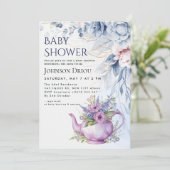 Floral Tea Party Baby Shower Invitation Kaart (Staand voorkant)