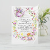 Floral Tea Party Baby Shower Invitation Kaart (Staand voorkant)