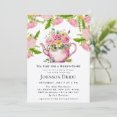 Floral Tea Party Baby Shower Invitation Kaart (Staand voorkant)