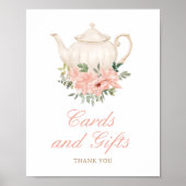 Floral Tea Party Baby shower Kaarten en geschenken Poster (Voorkant)