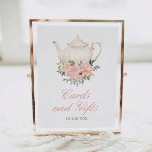 Floral Tea Party Baby shower Kaarten en geschenken Poster