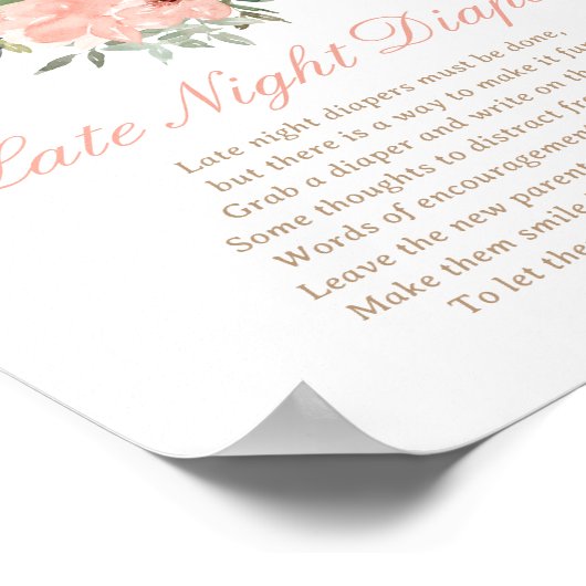 Floral Tea Party Baby shower Late Night Luiers Poster (Hoek)