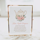 Floral Tea Party Baby shower Late Night Luiers Poster