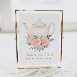 Floral Tea Party Baby shower trakteert teken Poster