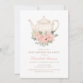 Floral Tea Party Baby shower Uitnodiging (Voorkant)