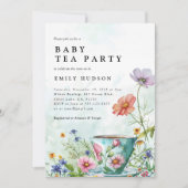 Floral Tea Party Baby shower Uitnodiging (Voorkant)