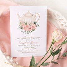 Floral Tea Party Baby shower Uitnodiging