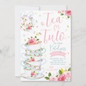 Floral Tea Party Birthday Invitation Kaart (Voorkant)