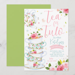 Floral Tea Party Birthday Invitation Kaart