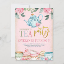 Floral Tea Party Birthday Invitation