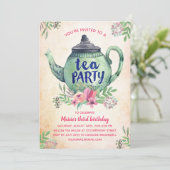  Floral Tea Party Birthday Kaart (Staand voorkant)