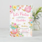 Floral Tea Party Birthday Kaart (Staand voorkant)