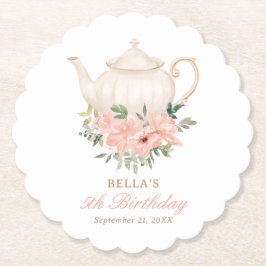 Floral Tea Party Birthday Kartonnen Onderzetters