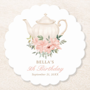 Floral Tea Party Birthday Kartonnen Onderzetters