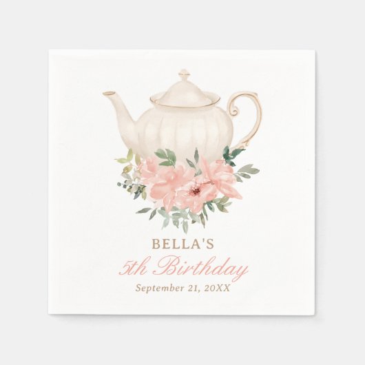 Floral Tea Party Birthday Servet (Voorkant)