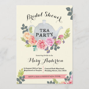 Floral Tea Party Bridal Shower Kaart