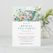 Floral Tea Party bruids douche uitnodiging (Staand voorkant)